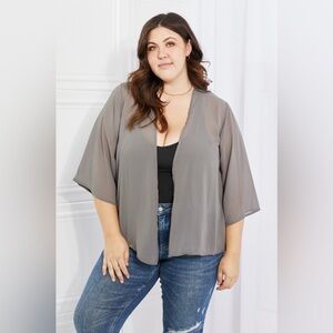 Melody Just Breathe Chiffon Kimono in Grey